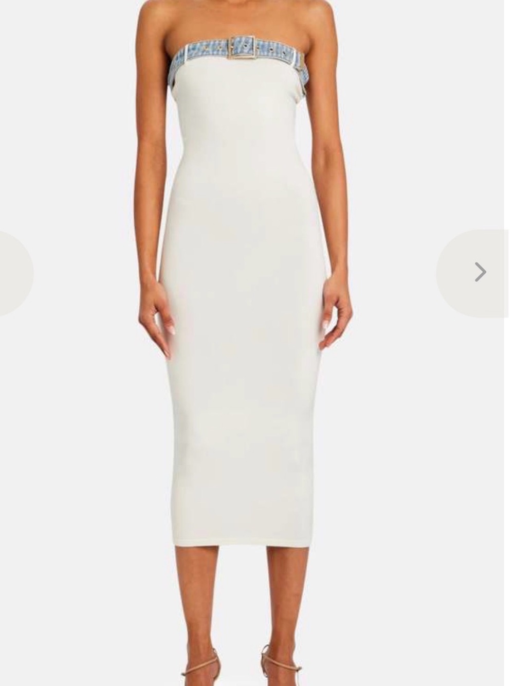 SER.O.YA white / coastline Strapless Midi Dress with Denim-Trim